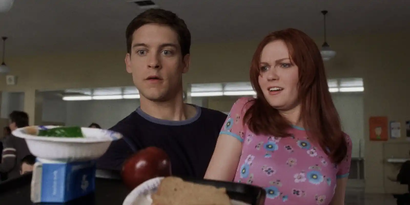 Tobey Maguire als Peter Parker mit Filmpartnerin Kirsten Dunst als Mary Jane Watson